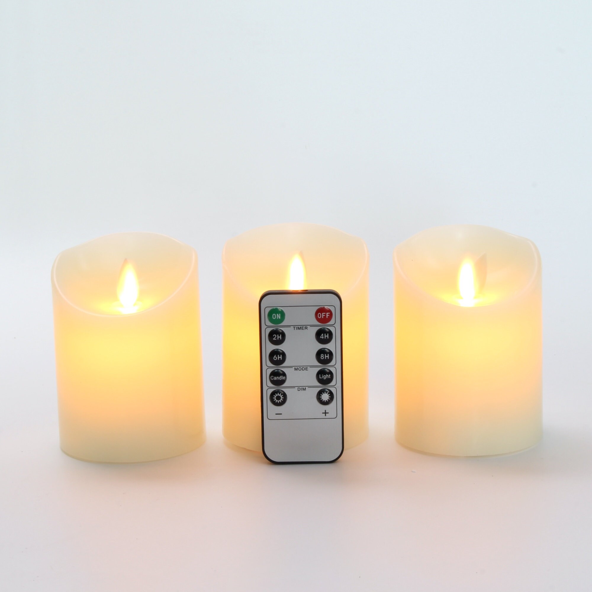 Set of 3 Flameless Candles Ivory LED Pillars Real Wax & Moving Etsy Australia