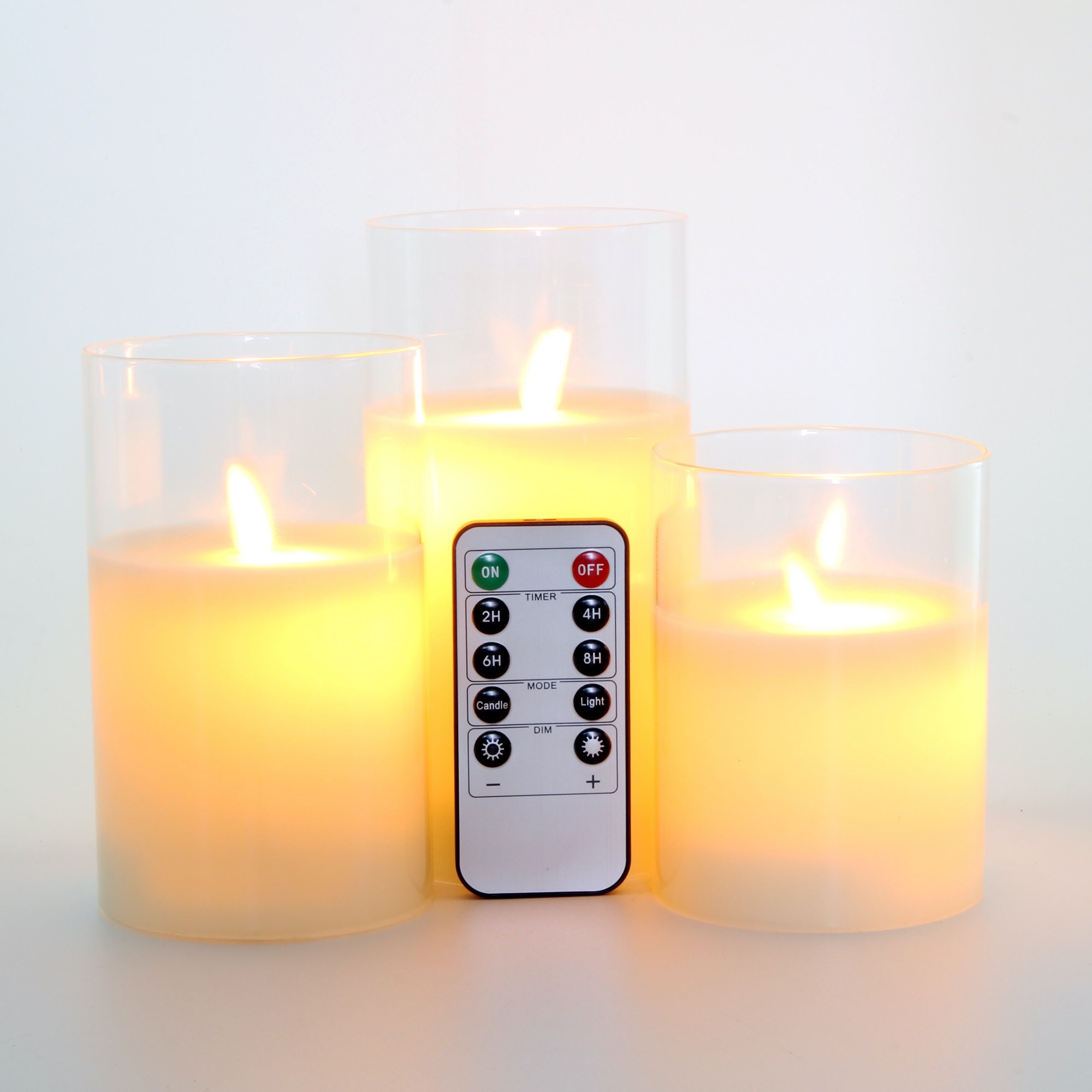 Pack of 3 Glass Flameless Candles Battery Operated Real Wax - Etsy