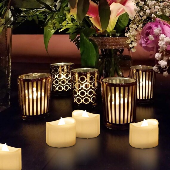 12x Candle Votive LED Tea Light Flameless Flickering Decor Battery