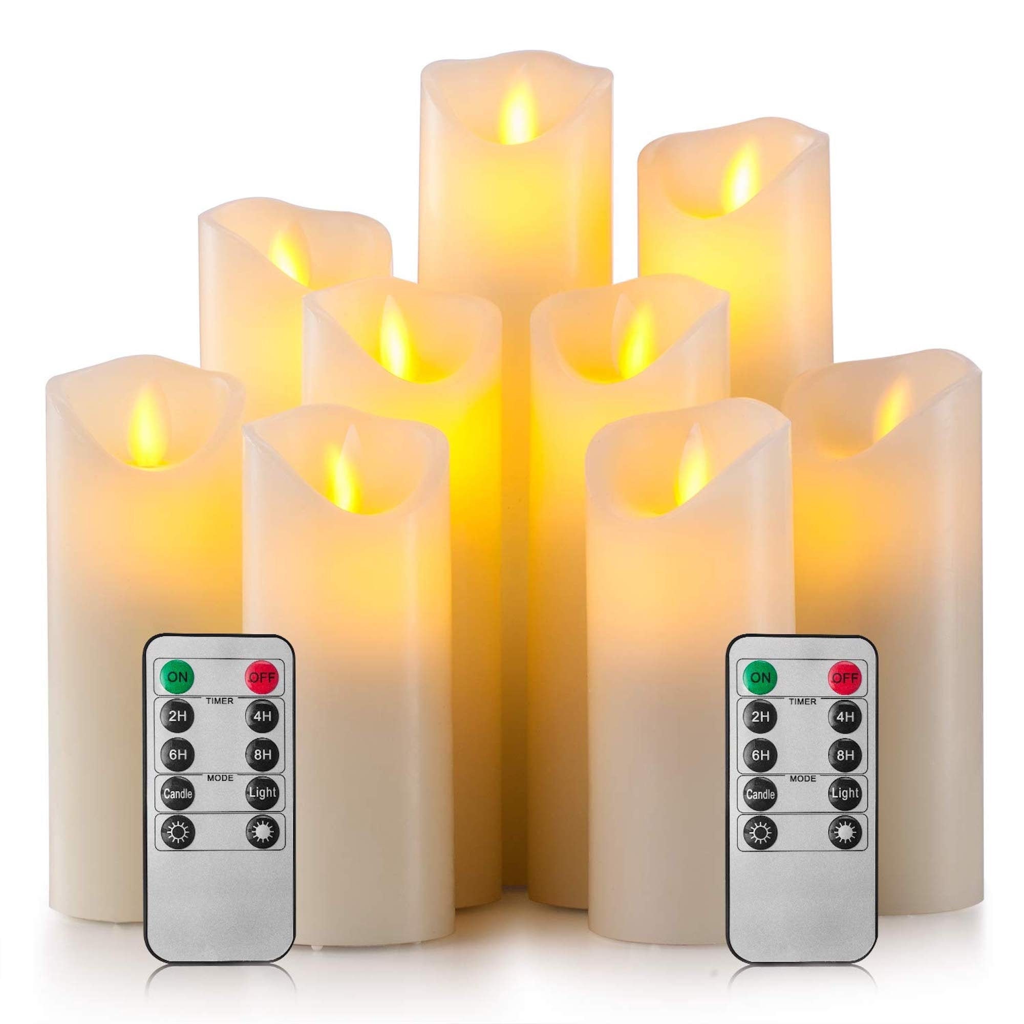Velas LED de llama danzante con control remoto RG Diámetro 8 Velas LED de llama danzante con control remoto RG Diámetro 8
