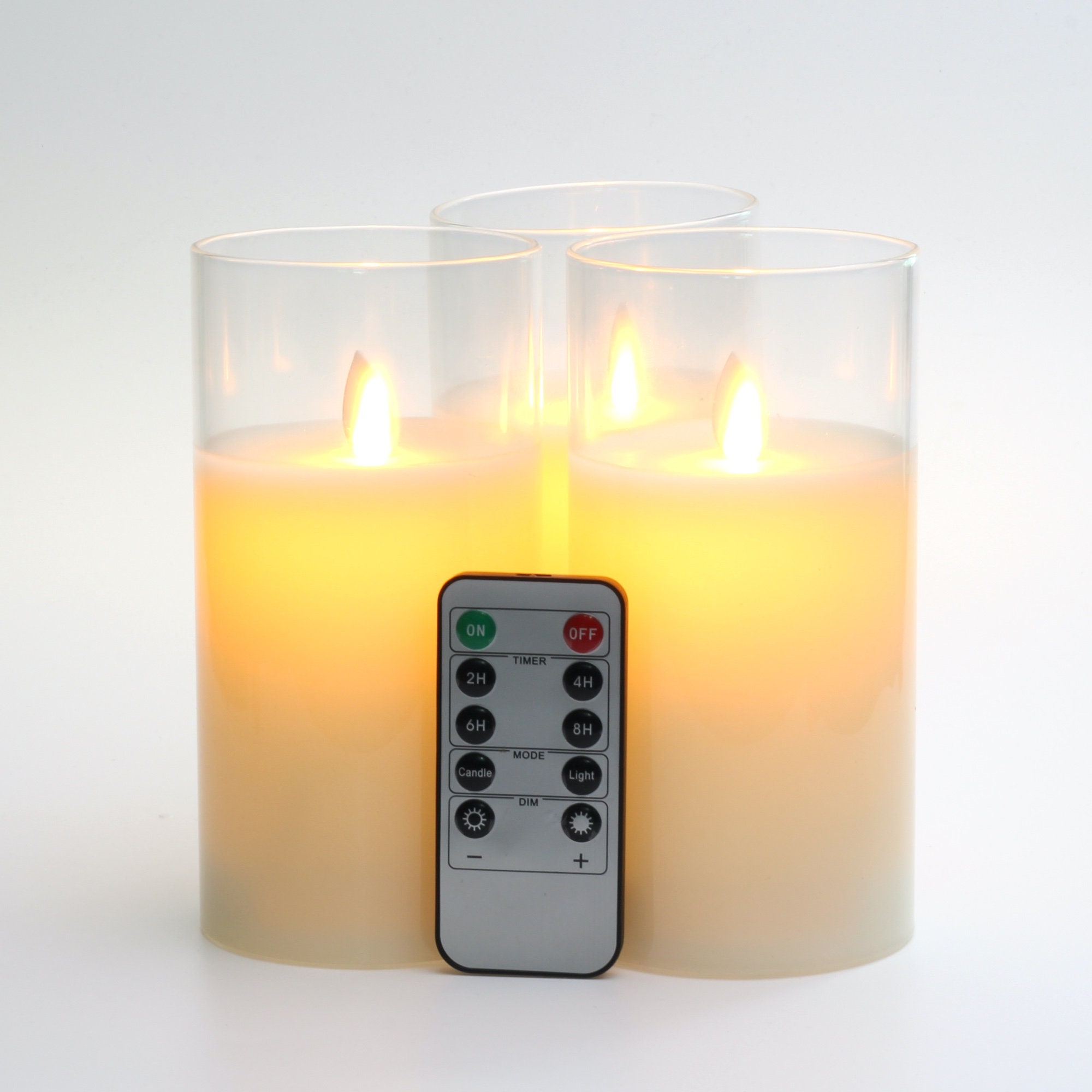 Glass Flameless Candles Battery Operated Real Wax Pillars Etsy Australia