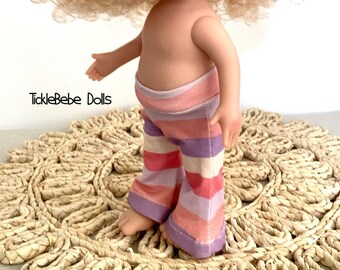 Doll Clothes - 12” Mia - Flare Pants Only - Pink and Lavender Stripes - Premium Jersey Knit