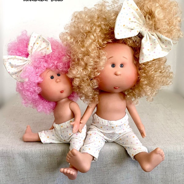 Doll Clothes - 12” Mia or 9” Mini Mia - Leggings Only - Pastel Dots on Soft White Premium Jersey Knit