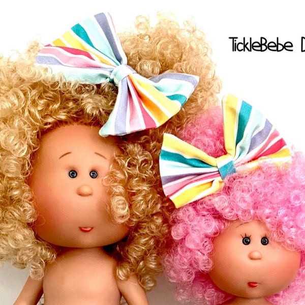Doll Clothes  - Large or Small - Bow Headband Only - Pink, Yellow, White, Teal Soft Premium Jersey Knit - TickleBebe Dolls