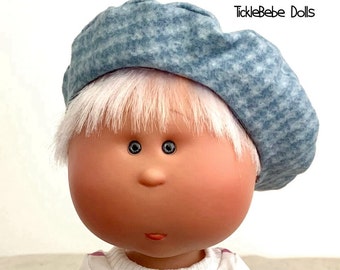 Doll Clothes - 12” Mia - Winter - Beret - Blue Checked Flannel - TickleBebe Dolls