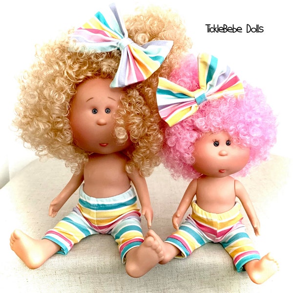 Doll Clothes - 12” Mia or 9” Mini Mia - Leggings Only - Pink, Teal, Lavender, Yellow, White Stripes on Premium Jersey Knit