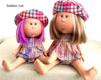 Doll Clothes - 12” Mia and 9” Mini Mia - Romper Only - Spring - Fuchsia, Pink, Lavender, Teal Stripes on Premium Cotton Batik