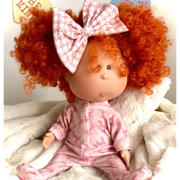 Doll Clothes - Mia Doll - Pajamas Only - Valentine - Spring - Blush Pink - Tiny Dinosaurs and “X & O’s” - TickleBebe Dolls