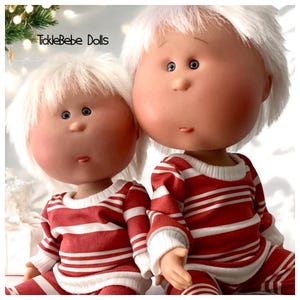 Doll Clothes - 9” Mini or 12” Mia / Mio - Christmas - Winter - Oversized Top Only - Red and White Stripes - Premium Jersey Knit