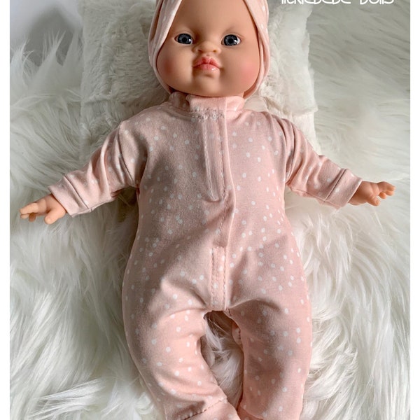 Doll Clothes - 11” Soft Body - Pajamas Only - Blush Pink - Tiny White Dots - TickleBebe Dolls