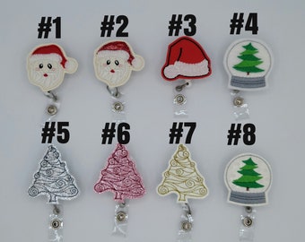 Christmas Badge Reels, Planner Clips, Planner Clippies, Paperclip, Xmas Lanyard, ID Holder Pull, Feltie, Hair Bow Centers and Toppers, Santa