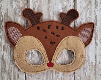 Christmas Reindeer Face Mask Great for Birthday Parties, dress up, Cosplay, party favors or Halloween Costumes, Holiday, Festive, Winter