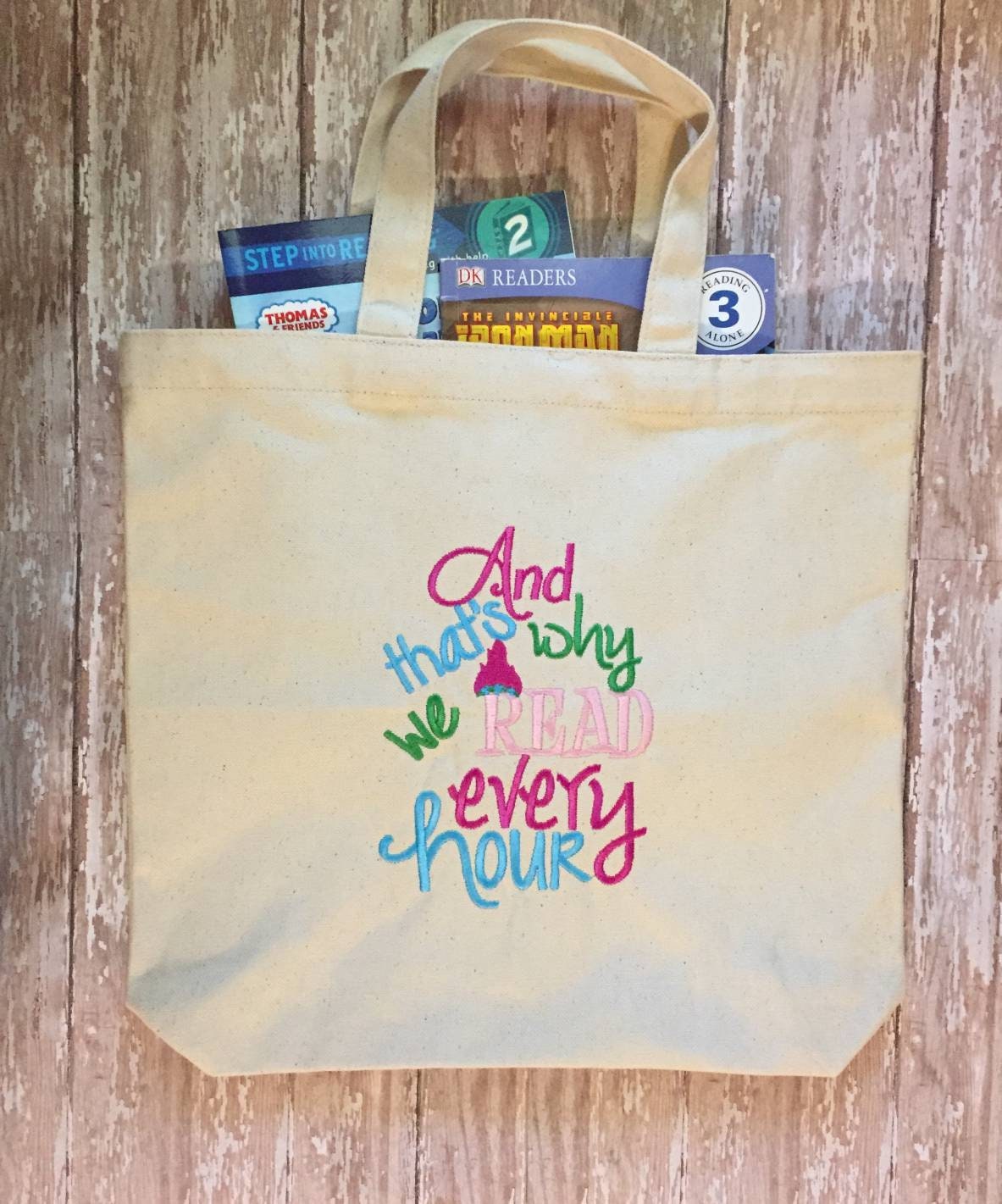 Character Book Tote Reading Library Bag 
