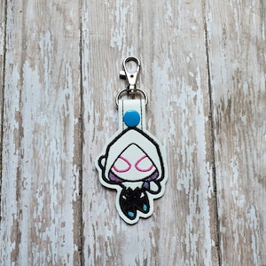 Superhero Chibi key fob, zipper pull, luggage tag, key chain, and backpack charm