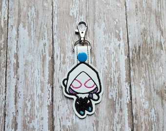 Superhero Chibi key fob, zipper pull, luggage tag, key chain, and backpack charm