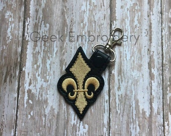 Louisiana Fleur De Lis key fob zipper pull, luggage tag, key chain, backpack charm, etc.