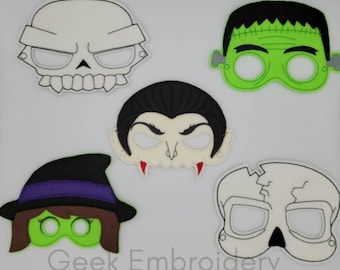 Frankenstein, Skull, Vampire, and Witch Face Mask Great for Halloween, dress up, Cosplay, party favors or Costumes