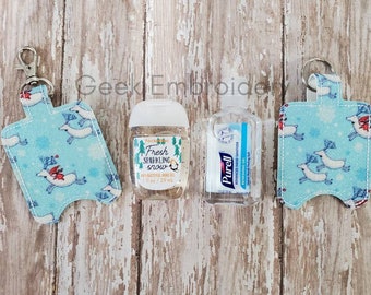 Glitter Winter Reindeer Hand Sanitizer Holder , Sanitizer Holder, Hand Sanitizer Keychain, Hand Sanitizer, baby Bag Clip