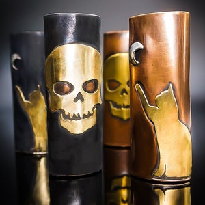 Made to order Metal lighter case,cat,skull, .925 crescent moon, with bottom, Copper,Brass, Silver, metal lighter sleeve, Handmade