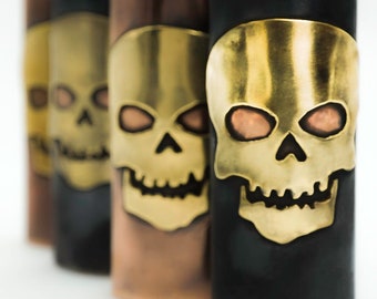 Skull Metal lighter case handmade metal lighter cover Custom made with Copper & Brass from California real metal lighter sleeve handmade