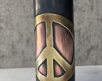 Peace Sign lighter case retro lighter Vintage style metal lighter handmade 60s 70s gift for stoner