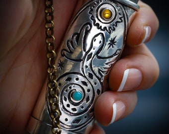 Vintage lighter case 925 sterling silver lighter holder Spirituality Protection talisman Kundalini Awakening Snake Lighter Chakra Art symbol