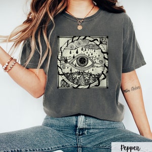 All seeing eye shirt Evil eye T-shirt Third eye shirt unique art eye shirt illustration drawing nature shirt psychedelic art shirt