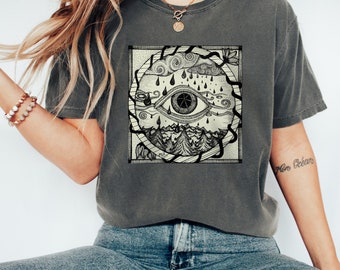 All seeing eye shirt Evil eye T-shirt Third eye shirt unique art eye shirt illustration drawing nature shirt psychedelic art shirt