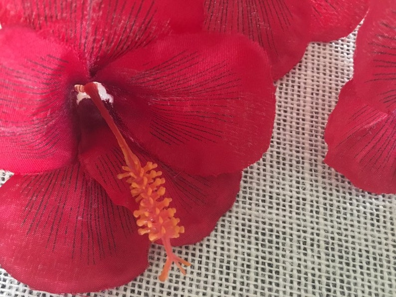 Hibiscus flower red tropical flowers,3 loose flowers,wedding flowers