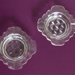 Vintage Pair of Small Fostoria Square Glass Ashtrays