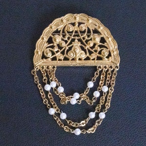 Vintage Monet Half Circle Gold Toned Brooch