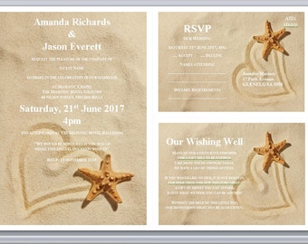 beach wedding invitation template etsy