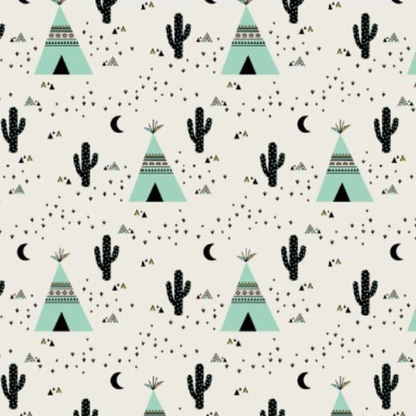 PRÊT à expédier équipée lit feuille en Cactus & Teepee - draps en pépinière Design 100 % coton