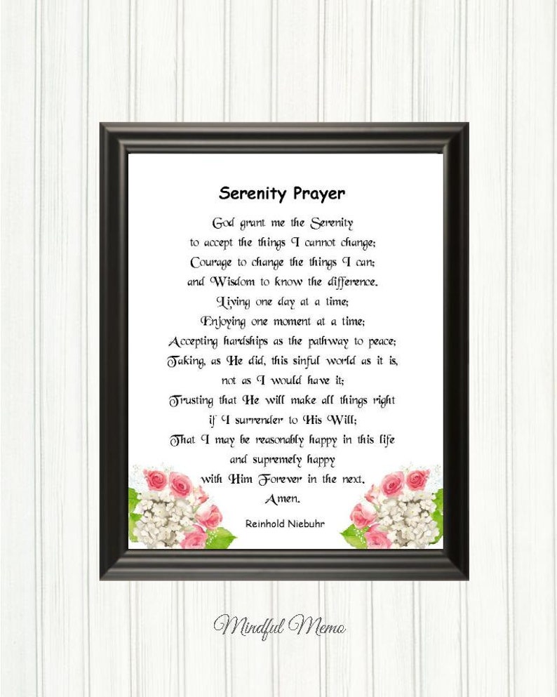 serenity prayer full prayer by reinhold niebuhr printable etsy
