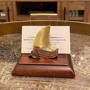 Segelboot, 925er Silber Kartenhalter, Visitenkartenhalter, Büro Schreibtisch Dekor, Schreibtisch Dekor, Schreibtisch Accessoires, Werbegeschenk, Marine