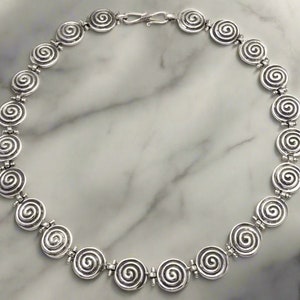 Spiral Necklace, sterling silver necklace, Greek necklace (PE-04)