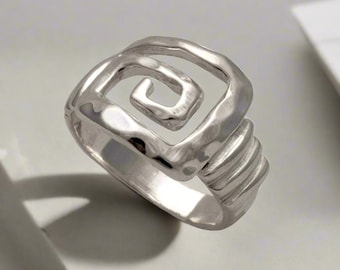 Greek Key Meander Ring in Sterling Silver (DT-72)