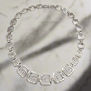 Greek Key Meander Necklace in Sterling Silver (PE-11)