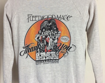 Vtg 1977 Fleetwood Mac Concert Sweatshirt Heather Gray S 70s Hoodie Hooded Classic Rock Stevie Nicks Calgary Edmonton Canada Shirt