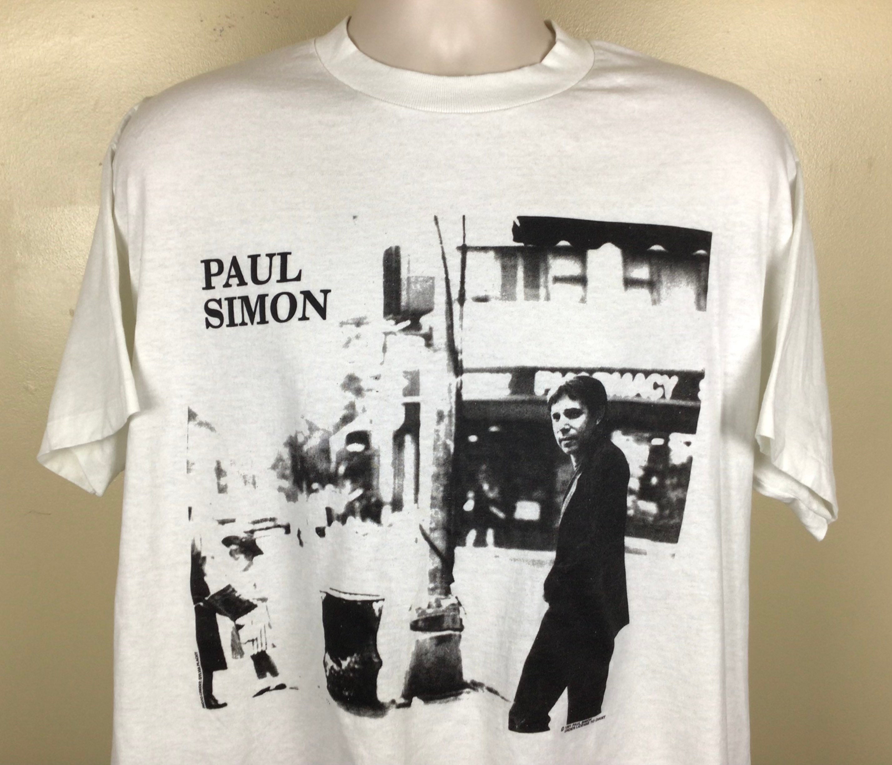 Vtg 1991 Paul Simon Concert T-shirt White XL 90s Garfunkel Classic Rock  Band 