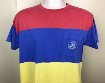 Vtg 80s 90s Polo Ralph Lauren Color Block Pocket T-shirt Red