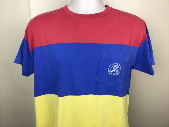Vtg 80s 90s Polo Ralph Lauren Color Block Pocket T-shirt Red Blue