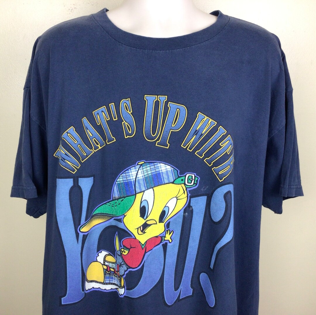 T-shirt Vintage Tweety Bird - Homme Taille L, Violet, Design Ski Breckenridge - Années 90