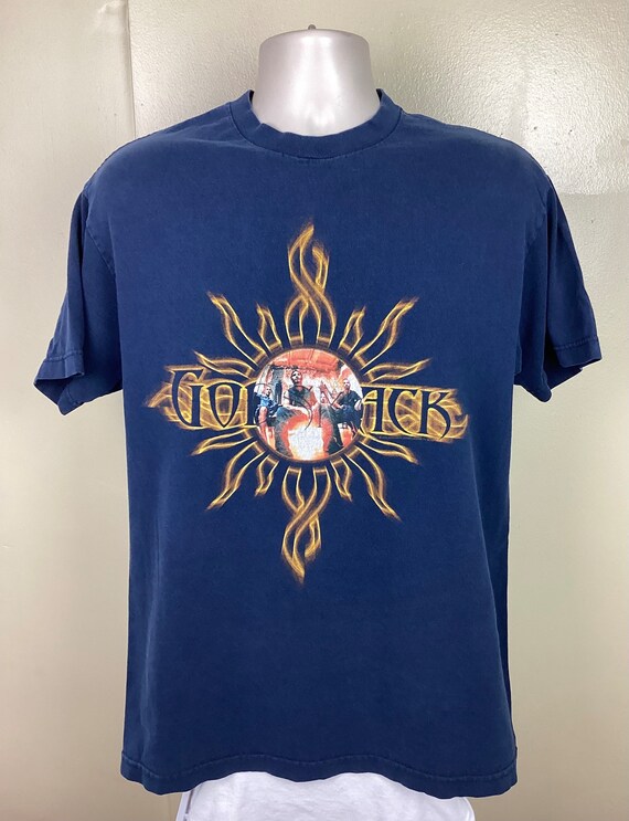 Vtg 2001 Godsmack Concert T-shirt Blue L Y2K Grunge Heavy Metal