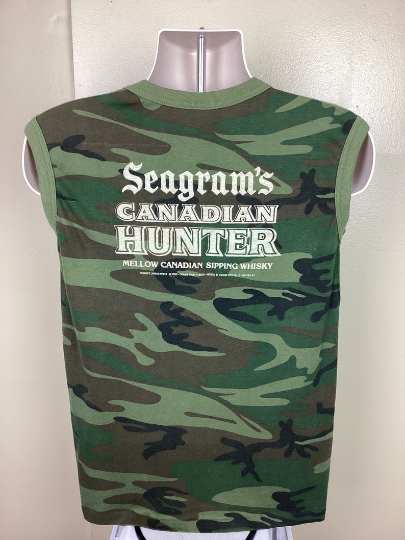 Vtg 80s Seagrams Canadian Hunter Whiskey Sleeveless Muscle T-shirt ...