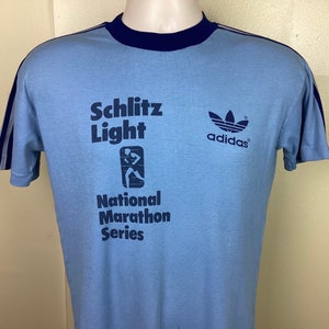 Vtg 70s 80s Adidas Schlitz National Marathon Series Ringer T-shirt