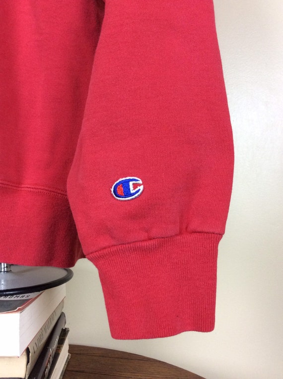 Vtg 90s Champion Plain Red Crew Neck Sweatshirt L… - image 5