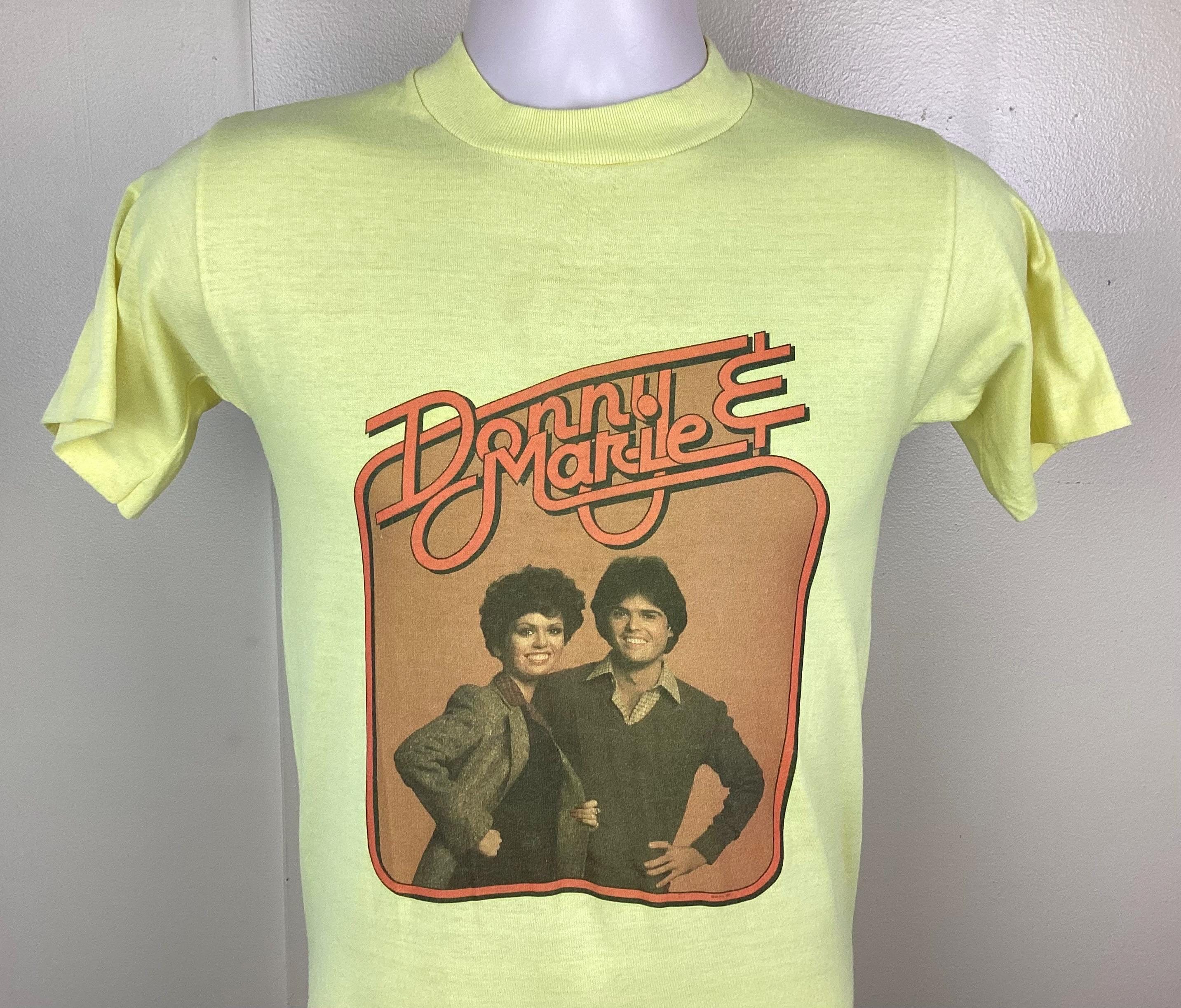Vtg 1978 Donny and Marie Osmond Concert T-shirt Yellow XS/S 70s 