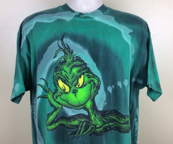 Vtg 1997 Grinch Tie Dye T-shirt Green 
