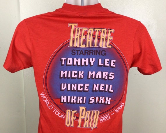 Vtg 1985 Motley Crue Theatre of Pain Concert T-shirt Red S 80s